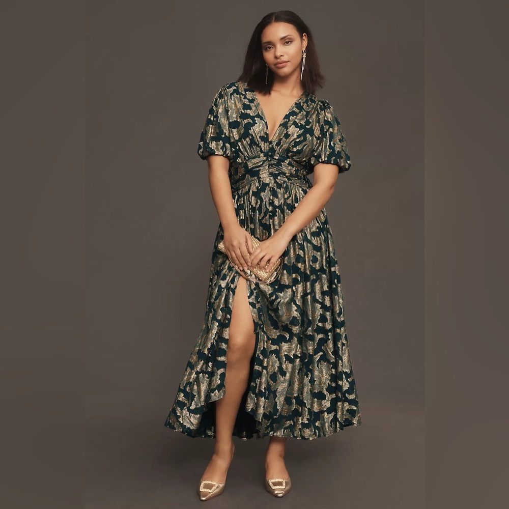 Anthropologie The Katerina Button-Front Dress Lurex Edition 18W